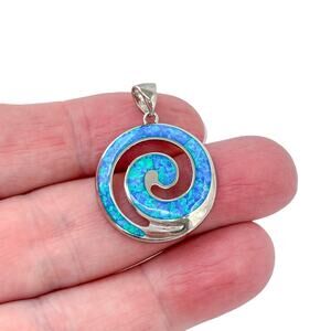 Blue Opal Spiral Pendant | Sterling Silver 925
